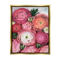 Stupell romantikus piros pünkösdi rózsa, botanikus és virágfestés arany úszó keretes művészeti nyomtatási fal művészet