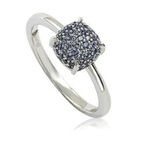 Kollekció sterling ezüst zafír és gyémánt akcentus pave golyó -top gyűrű - kék