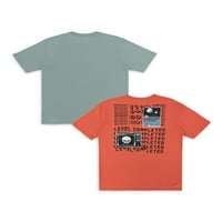 A Wonder Nation Boy grafikus rövid ujjú pólója, 2-csomag, Méret 4- és Husky