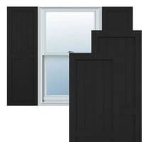 15 W 61 H True Fit PVC parasztház sík panel kombinált rögzített redőnyök, fekete