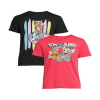 Tom és Jerry férfi és nagy férfi barátok és nyaralás rövid ujjú grafikus pólók, 2 csomag