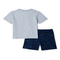 Baby cápa kisfiú és kisgyermek fiú póló és nyomtatott rövidnadrág ruhák, 2-darab, 12m-4t