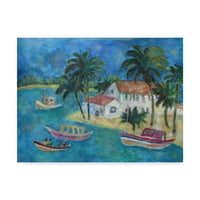 Védjegy Szépművészeti 'Boats Praia du Forte' vászon művészete, Lorraine Platt