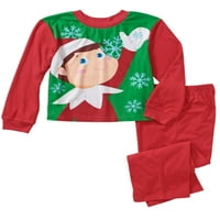 Elf a polcon fiúk 2 darabos karácsonyi ünnepi flanel alvás ruházat pizsama set 4 5
