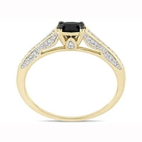 Carat T.W. Fekete -fehér gyémánt 14KT sárga arany eljegyzési gyűrű
