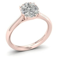 1 2Ct TDW hercegnő vágás gyémánt 10k rózsa arany klaszter eljegyzési gyűrű