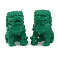 Feng shui pár 3 zöld fu fo kutya gyám oroszlán vagyonvédelmi szobor figurák papírsúlyok háziasszonyos gratuláló ajándék ehd