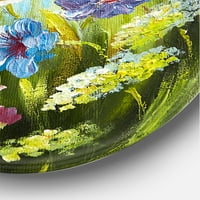 Designart 'A színes vadvirágok csendes élete, levelekkel III' Hagyományos körfém fali művészet - 29 -es lemez