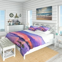 Designart 'Narancssárga és lila ég a Twilight Sunset' Beach Paplanó borító készletben
