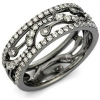 Carat T.W. Fehér gyémánt sötét ródium ezüst sáv gyűrű