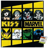 Kiss and Marvel - karakterek fali poszter push csapokkal, 22.375 34