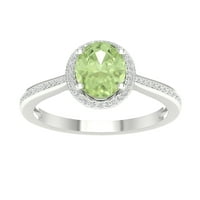 Imperial drágakő 10K fehérarany ovális vágás zöld ametiszt ct tw gyémánt halo női gyűrű