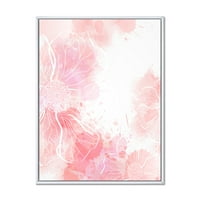 Designart 'Absztrakt rózsaszín virágok fröccsenései i' Modern keretes vászon fali művészet nyomtatás