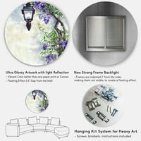 Designart 'lila fa lámpás vintage benyomás' hagyományos körfém fali művészet - 36 lemez