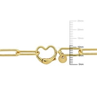 A Miabella női ezüst sárga papírklipkar összekötő karkötő szívkapocs. 7 lánc, egymásra rakható