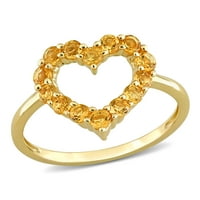 Miabella női karátos T.G.W. Citrin 10KT sárga arany nyitott szívgyűrű