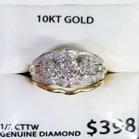 Örökké menyasszony 10K Sárga arany CTTW kerek és baguette gyémánt kő menyasszonyi szett, nő, felnőttek