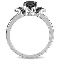Miabella női karátos T.W. Fekete gyémánt sterling ezüst osztott szárú eljegyzési gyűrű