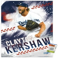Los Angeles Dodgers-Clayton Kershaw fali poszter Push csapokkal, 22.375 34
