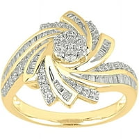 Carat T.W. Gyémánt 10KT sárga arany pinkerék divatgyűrű