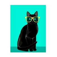 Debbie Grey 'fekete macska menta vászon művészet