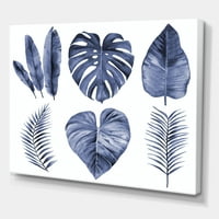 Designart 'Kék akvarell trópusi levelek I' parasztház vászon fali művészet nyomtatás