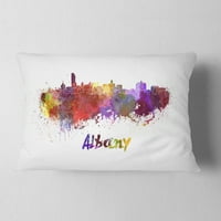Designart Albany Skyline - CityScape Drow Pillow - 12x20