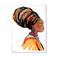Designart 'Afro American Woman Turban i' Modern keretes művészeti nyomtatás