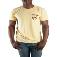Nagy férfi vintage arany goonies póló bajba jutott elülső és hátsó nyomtatással, 2xl