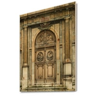 Designart 'Vintage Wooden Párizs ajtó' Vintage nyomtatás természetes fenyőfán