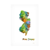 Marlene Watson 'New Jersey State Map 1' Canvas Art