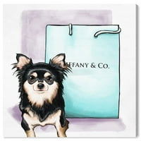 A Runway Avenue divat és a GLAM Wall Art vászon nyomtatványok 'Chihuahua bevásárló táska' Fashion - Kék, Fekete