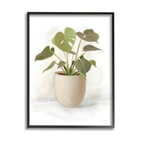 Stupell Industries Monstera House Plant Potted váza grafikus Fekete Keretes Art Print Wall Art, Design By House Fenway