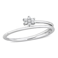 Miabella női gyémánt akcentus ezüst csavar nyitott ígéret gyűrű