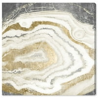 Wynwood Studio Absztrakt fal art vászon nyomtatványok 'ezüst arany achát' kristályok - arany, fehér