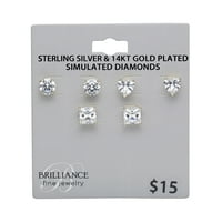 Ragyogó finom ékszerek A nők több alakú szimulált gyémánt fülbevalója 14 kt aranyozott sterling ezüstben