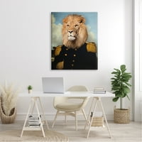 Stupell Industries Regal Lion Portré Katonai Egységes Díszített Epaulettes Canvas Wall Art, 48, Philippe Tyberghien tervezése