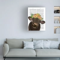 Fab Funky 'Cow With Flower Crown Book Print' vászon művészet
