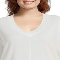 Terra & Sky Women's Plus méretű gofri V-nyakú póló, 2-csomag