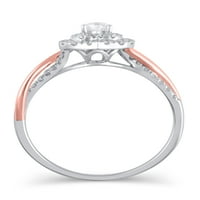 Carat T.W. Ragyogó finom ékszerek szív alakú gyémánt eljegyzési gyűrű 10 kt fehér és rózsa aranyban, 9. méret
