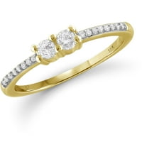 Carat T.W. Kerek vágott fehér gyémánt 10 kt sárga arany kétköves gyűrű