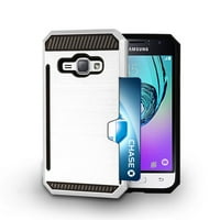 MarginMart Shell Case Cover robusztus Card Metallic Look a Samsung Galaxy AMP 2 J Express 3 Luna Fehér fekete