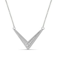 Ezüst lánc nyaklánc nők számára -. Sterling ezüst V alakú nyaklánc csillogó valódi 0. CTW fehér gyémántok - elegáns, ezüst nyilatkozat
