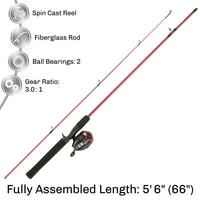 Sportz Beginner Spincast Fishing Rod & Reel Combo-Ft. Ban ben. Üvegszálas pólus