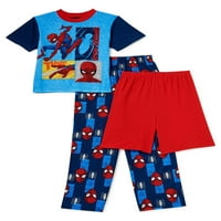 Spider-Man fiúk klasszikus rövid ujjú felső, nadrág és rövidnadrág, 3 darabos pizsama szett, Méretek 4-10