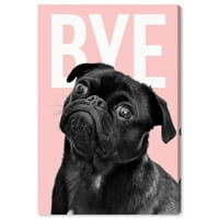 Runway Avenue állatok fali művészet vászon nyomatok „bye kutya” kutyák és kölyökkutyák - rózsaszín, fekete