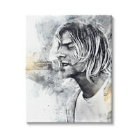 Stupell Industries Kurt Cobain Modern Portré Absztrakt minta énekelése, 30, Birch & Ink tervezése
