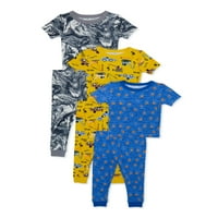 Wonder Nation kisgyermek fiú pamut szorosan illeszkedő pizsama szett, 6 darab, méretek 12m-5t