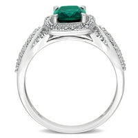 A Miabella női CT -t smaragd divat -karátos gyémánt 10KT fehérarany halo koktélgyűrű létrehozta