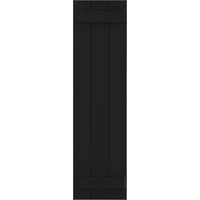 Ekena Millwork 1 8 W 64 H True Fit PVC Három tábla csatlakozott a Board-N-Batten redőnyökhez, fekete